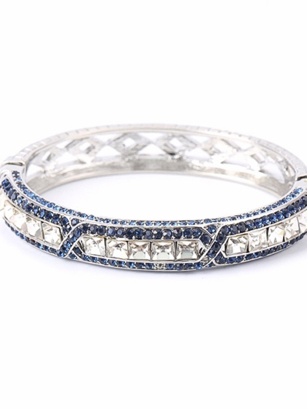 Silver and Blue Crystal Bangle Bracelet